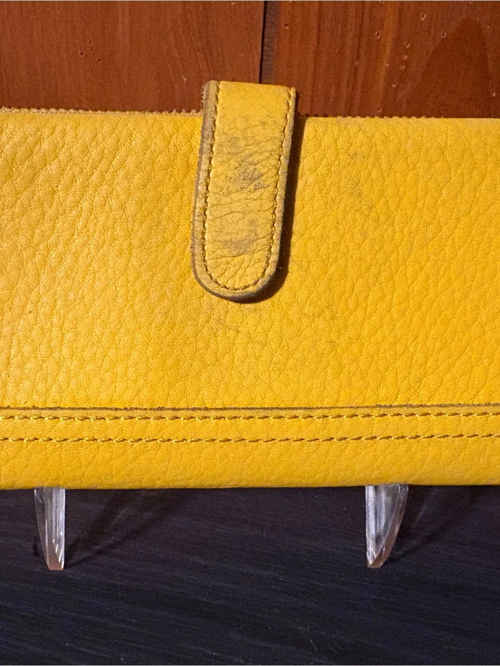 Fossil Bright Yellow Pebbled Leather Snap Wallet